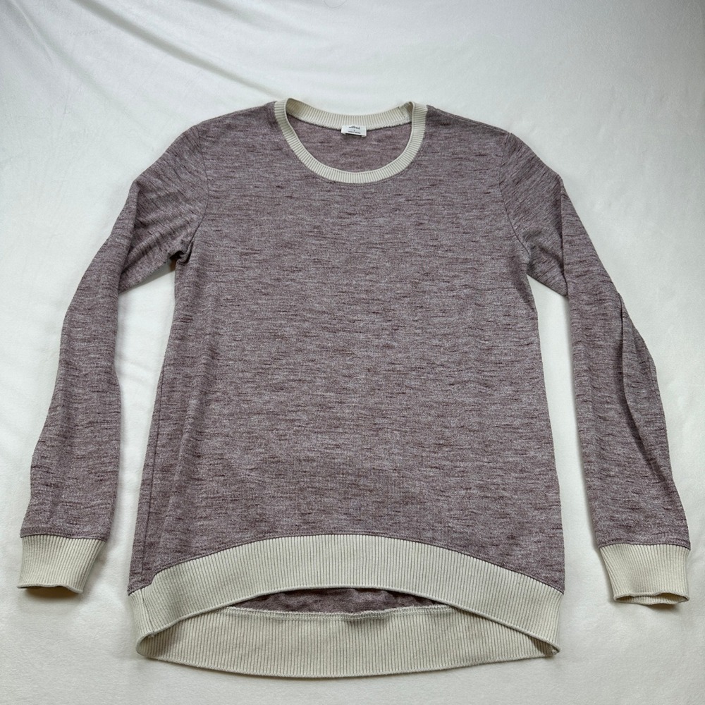 Wilfred Heathered Purple Tunic Sweater‎ Long Sleeve Cream Trim Aritzia